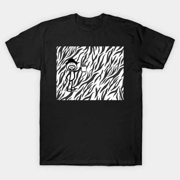 GG Coffee Guy Stick Figure Zebra Print T-Shirt by GDGCreations